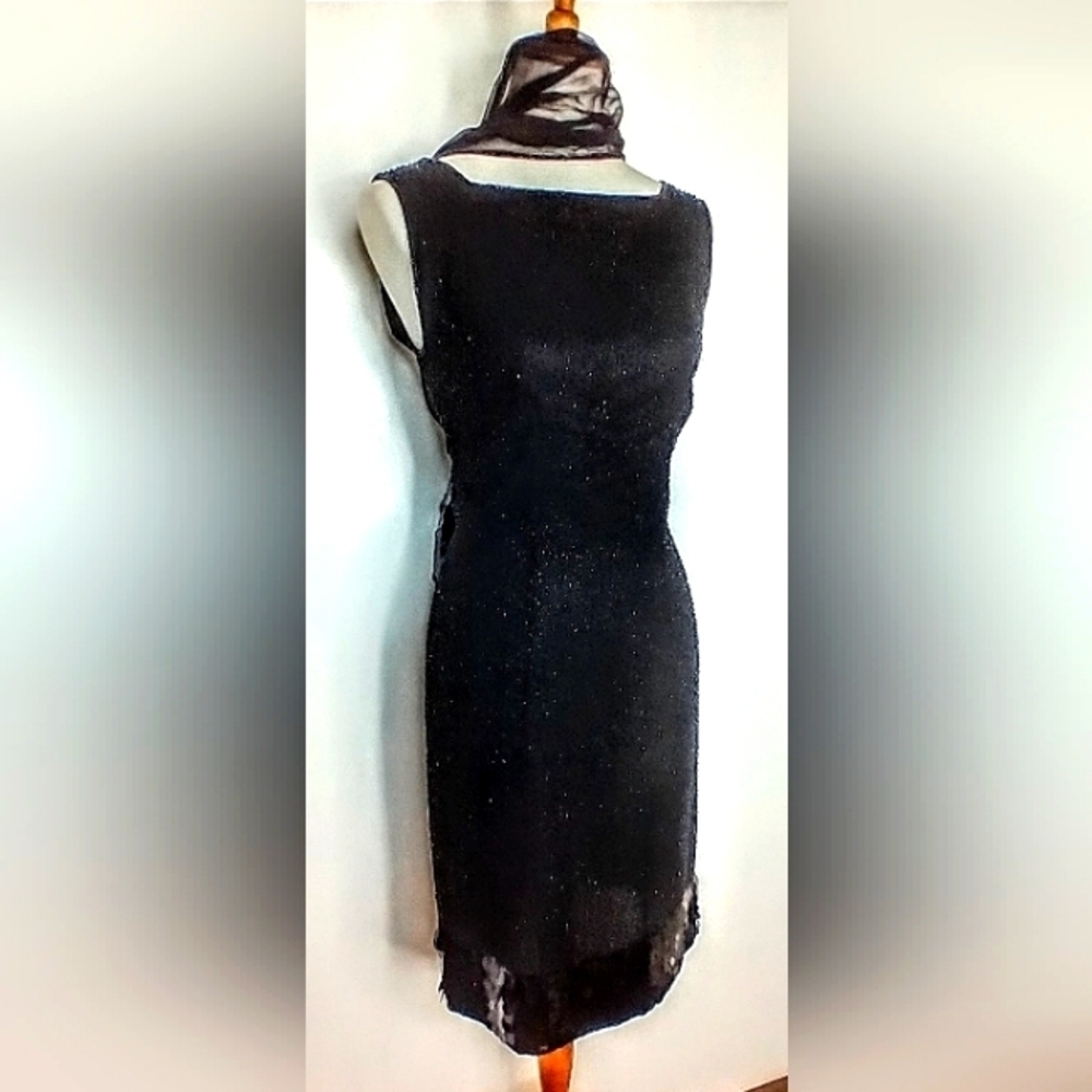 RETRO BEAD AND SEQUIN COCKTAIL DRESS AND SHAWL